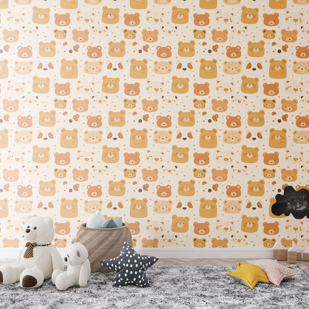 Cute Bear Wallpaper | Brown and Cream Bear Wall Mural
