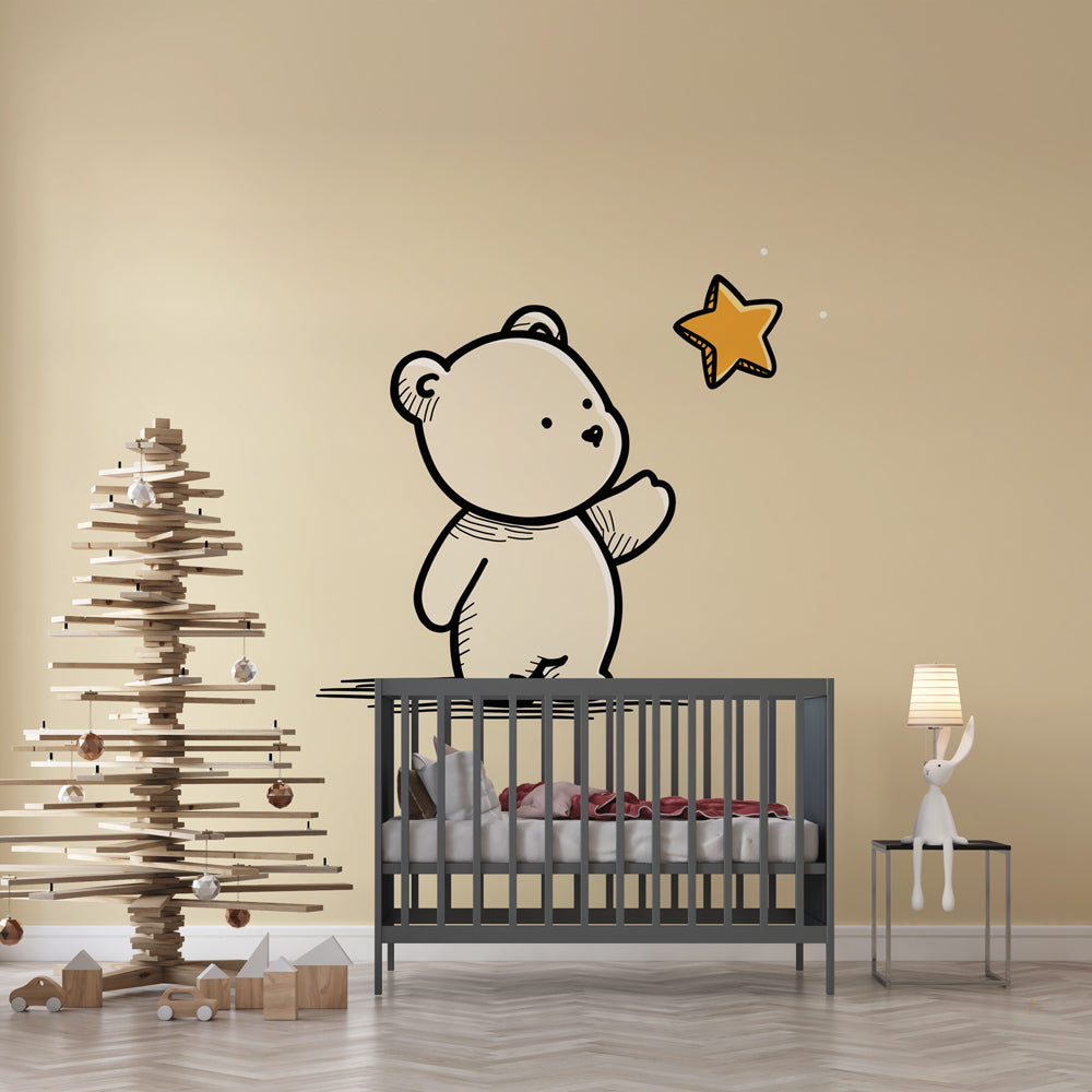 Cute Bear Wallpaper | Little Bear Reaching for a Gold Star