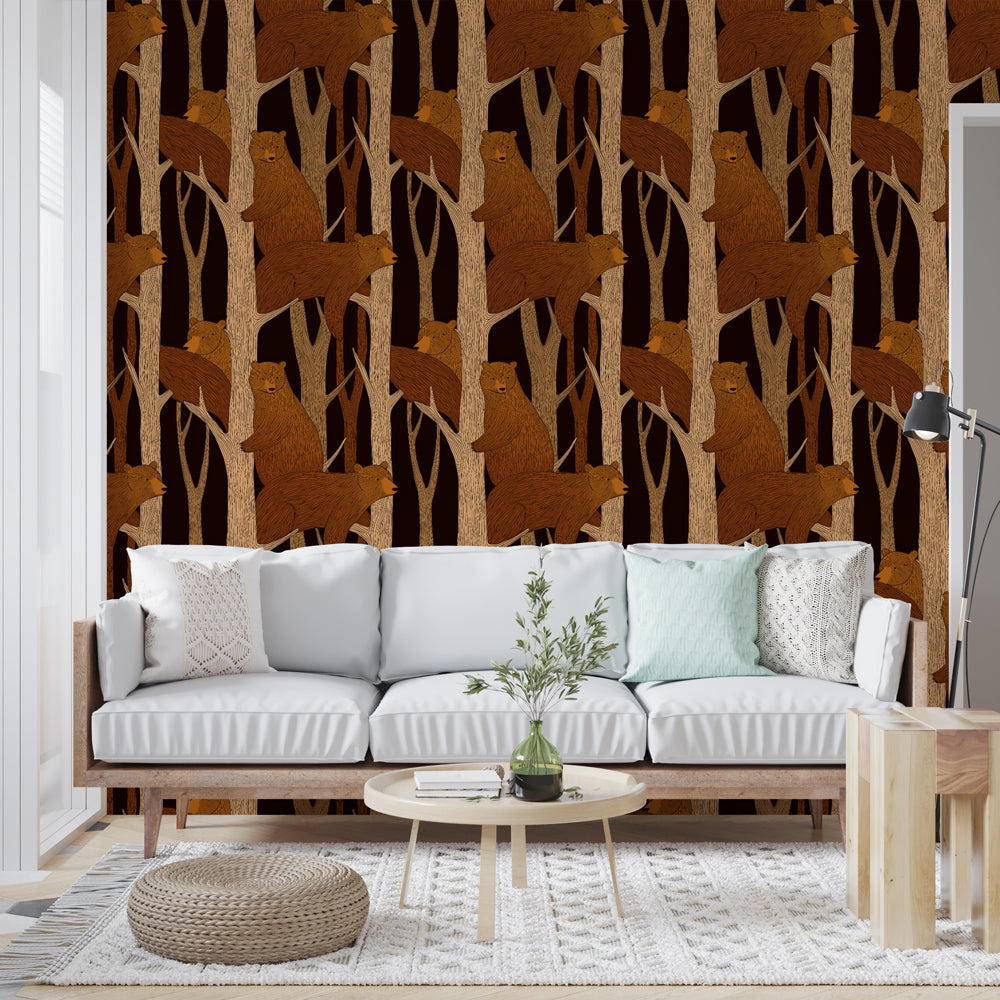 Bear Wallpaper | Warm Brown Bears Among Tree Branches