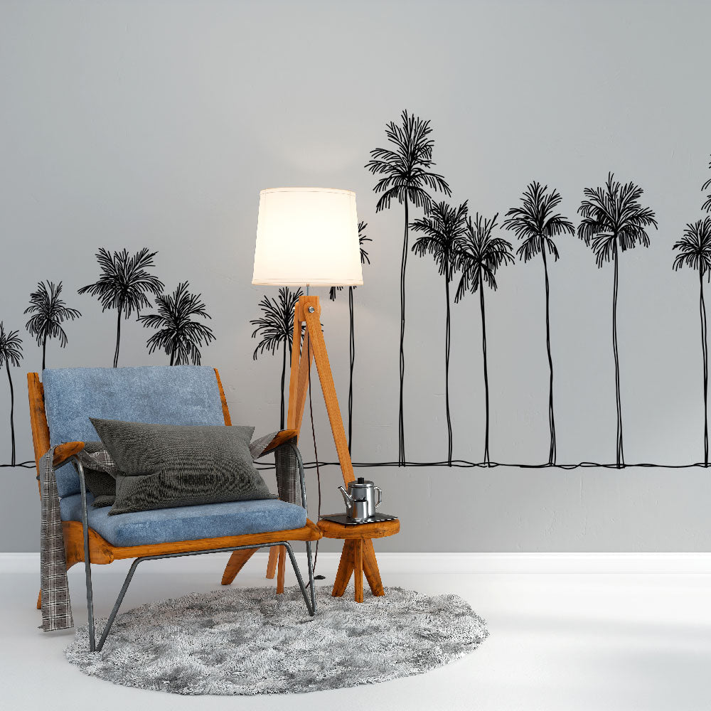 Black and White Palm Wallpaper | Minimalist Palm Wall Mural
