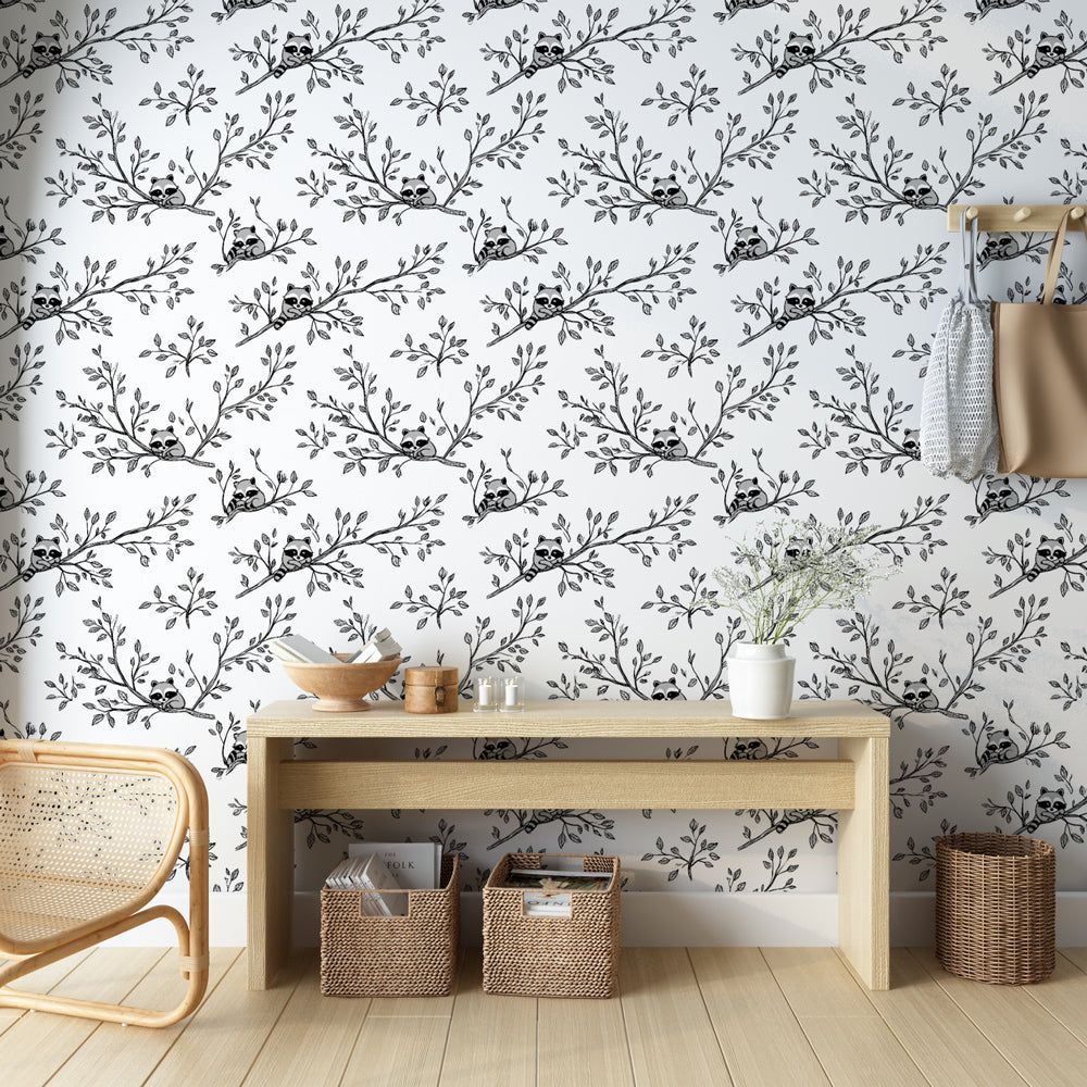 Panda Wallpaper | Pandas Playing on Delicate Leafy Branches