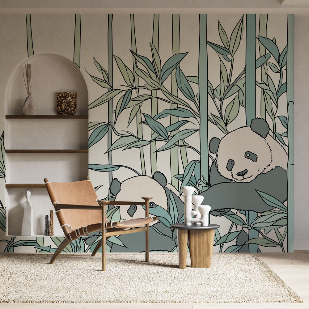 Panda Wallpaper | Sweet Pandas Resting Among Bamboo Stems