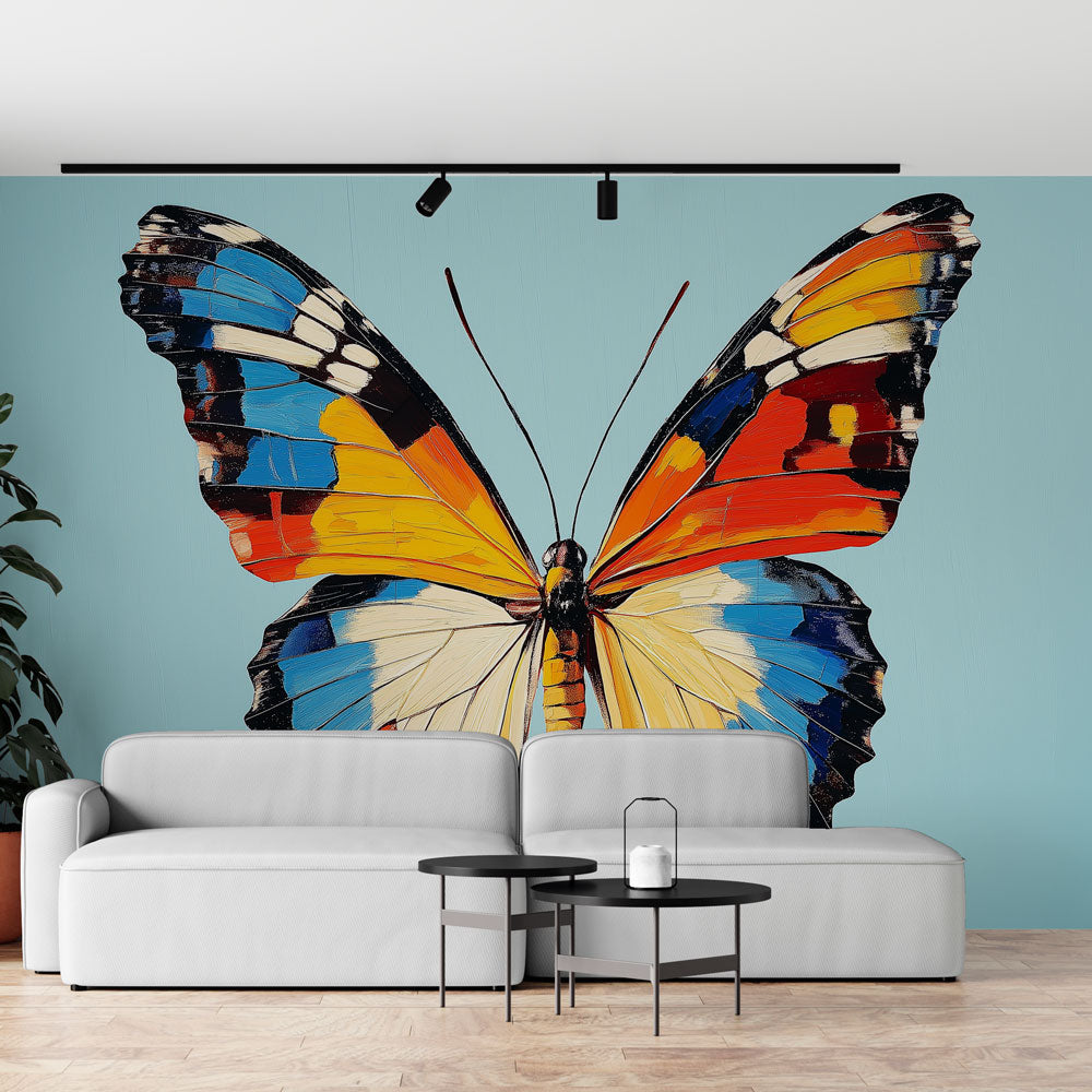 Blue Background Butterfly Wallpaper | Serene Wall Mural