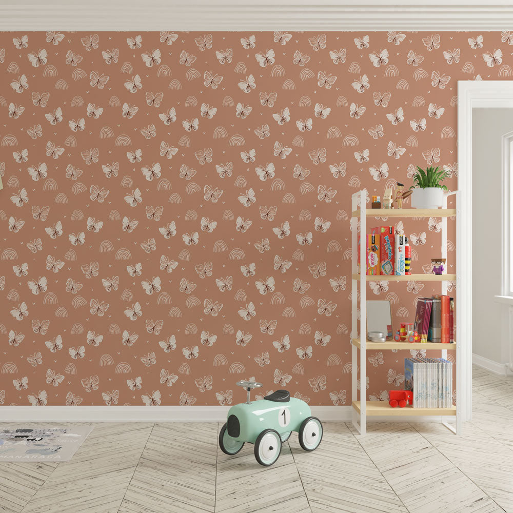 Butterfly Wallpaper | Butterflies & Rainbows on Pink