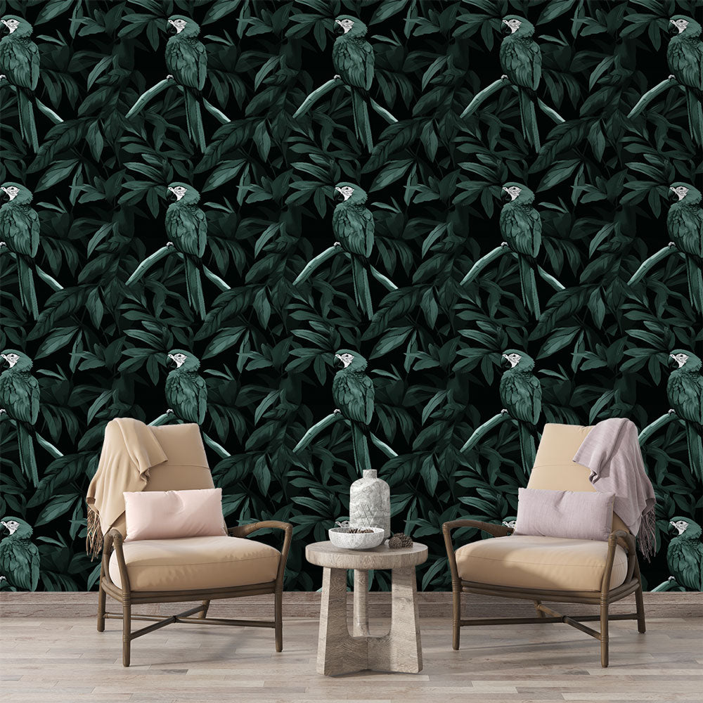 Parrot Wallpaper | Elegant Birds Amid Lush Green Foliage