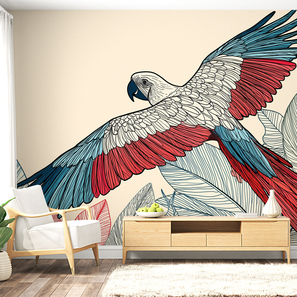 Parrot Wallpaper | Majestic Colorful Parrot Among Elegant Leaves