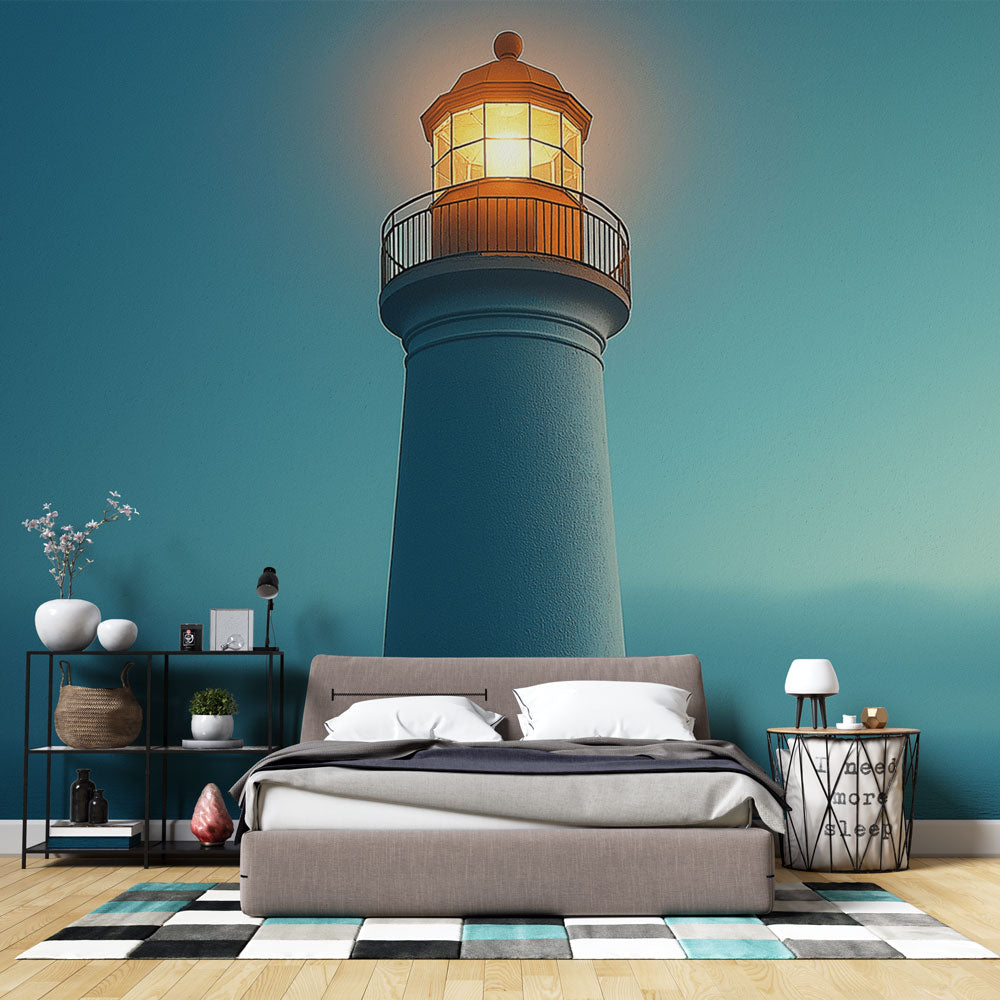 Lighthouse Wallpaper | Illuminated Lighthouse on Calm Sea