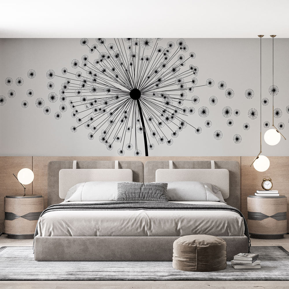 Dandelion wallpaper | Abstract black and white wall mural