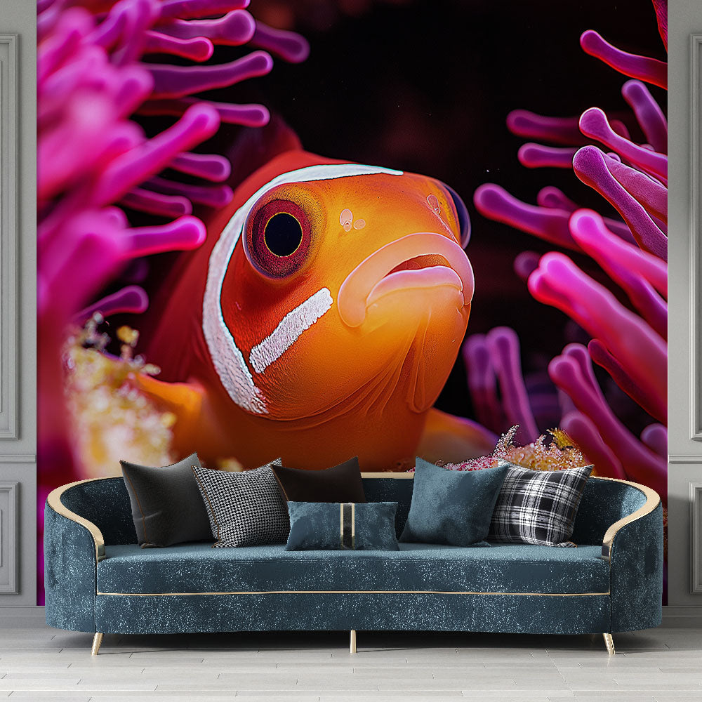 Clownfish Anemone Wallpaper | Pink Reef Wall Mural