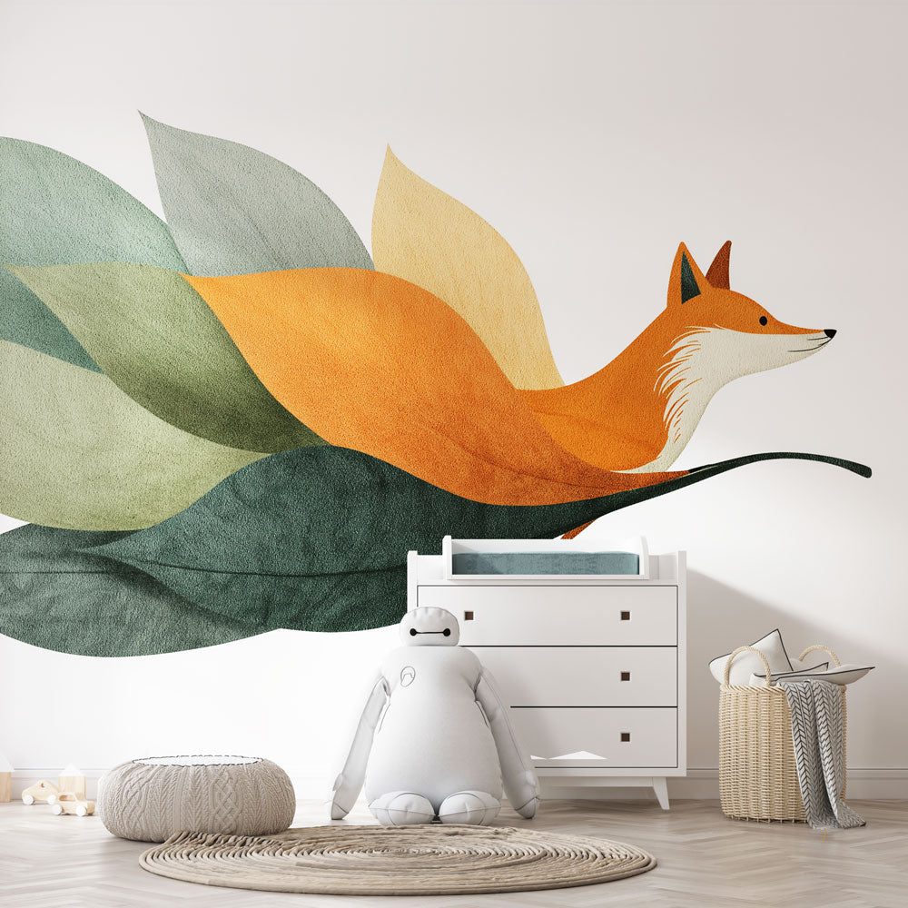Fox and Foliage Wallpaper | Stylized Fox Among Autumn Leaves
