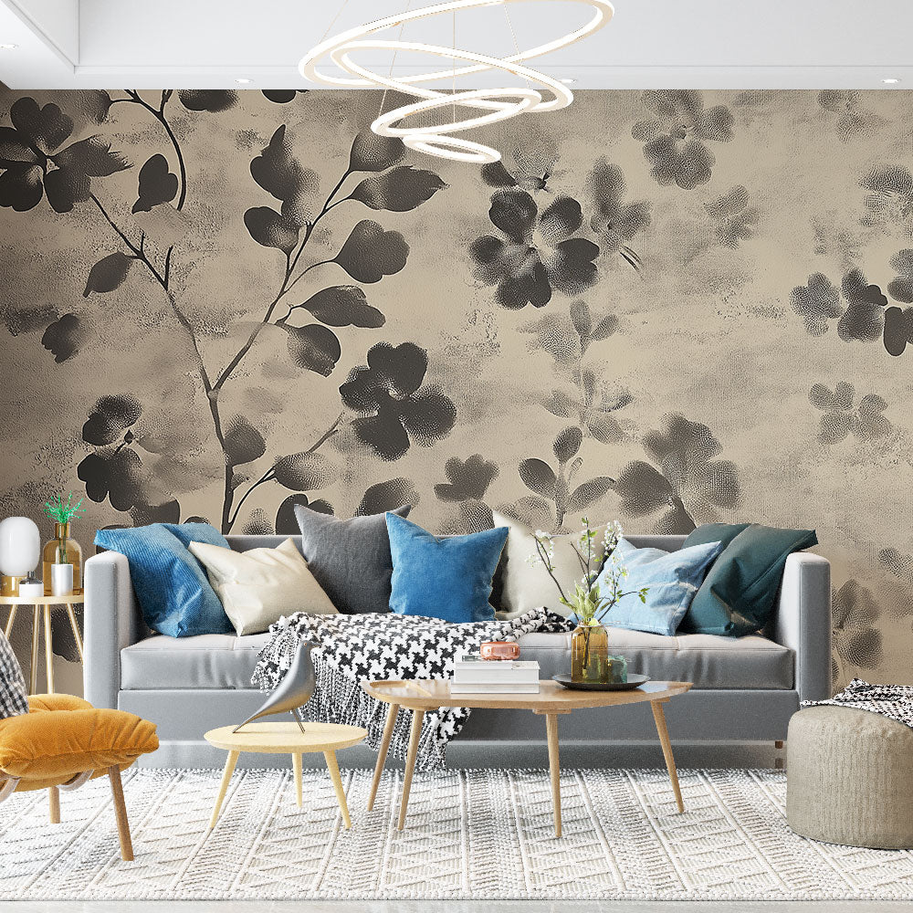 Shabby Chic Wallpaper | Black and White Floral Motif