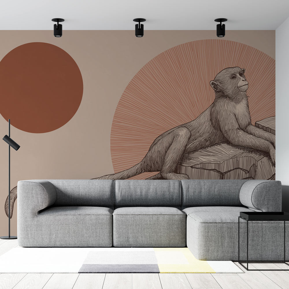 Monkey Wallpaper | Stylized Monkey on a Geometric Backdrop