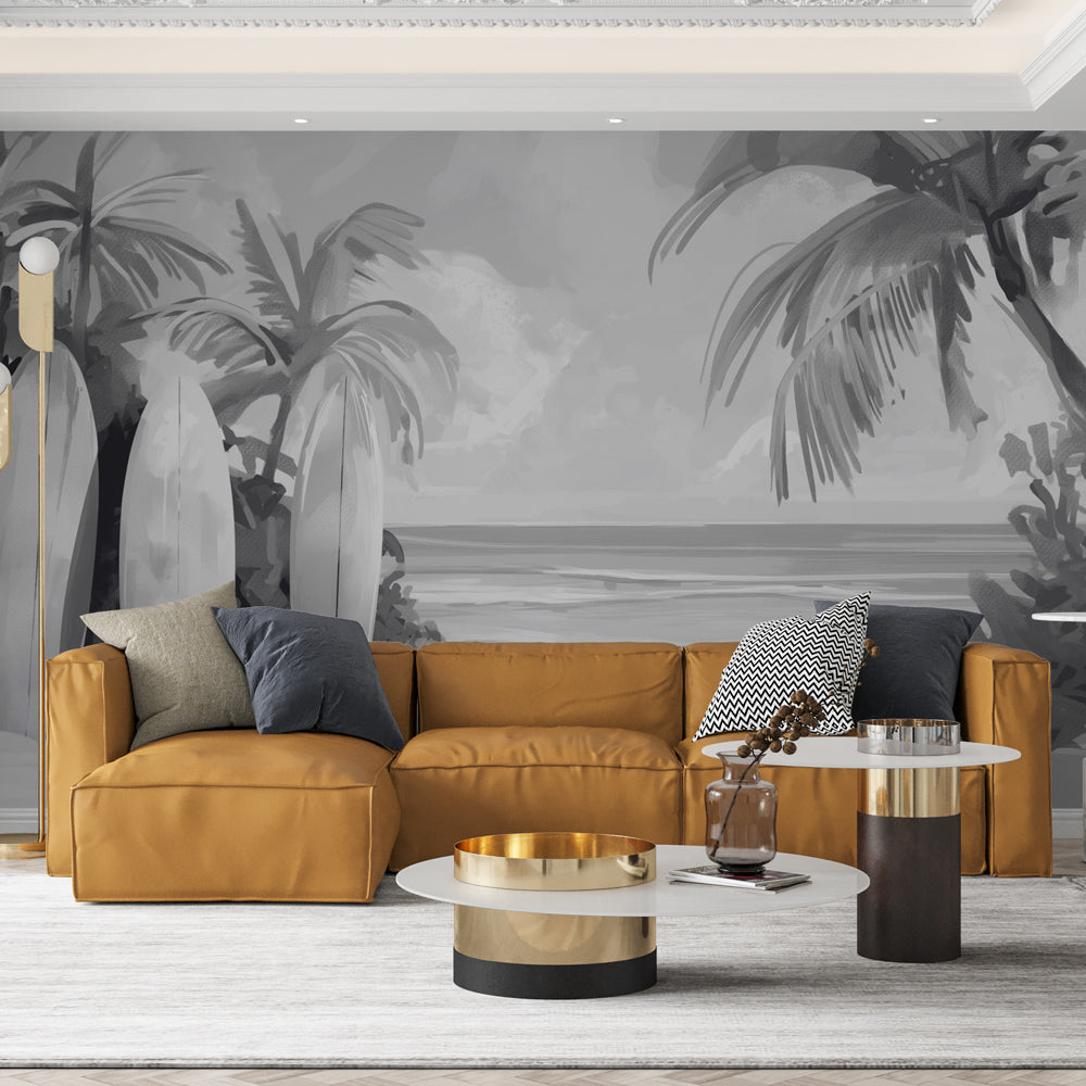 Surf Wallpaper | Black White Surfboards Wall Mural