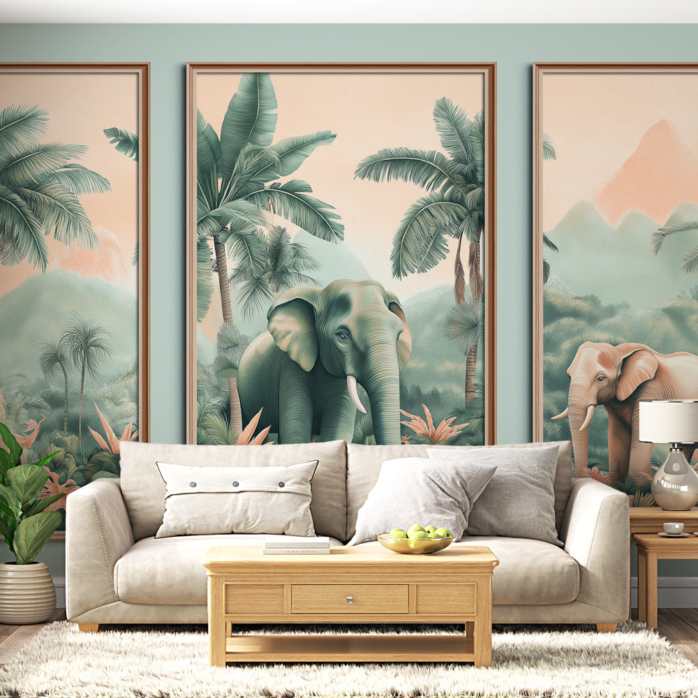 Elegant Elephants Jungle Tropical Wallpaper Mural