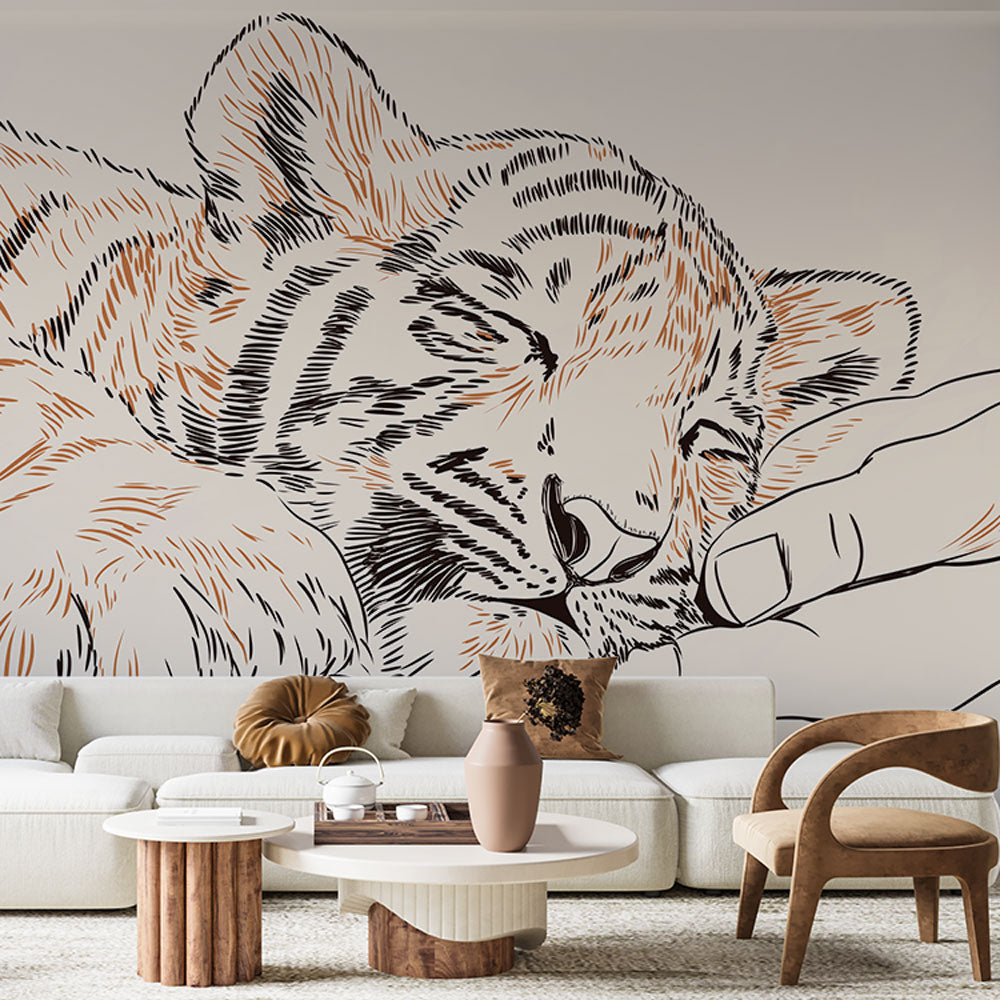Tiger Wallpaper | Sleeping Tiger Cradled in a Human Hand