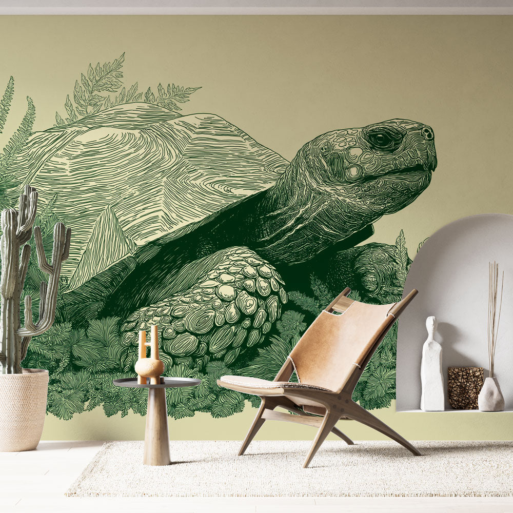 Turtle and Foliage Wallpaper | Turtle Among Lush Greenery