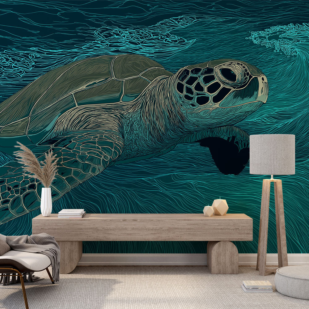 Sea Turtle Wallpaper | Turtle Drifting Through Turquoise Waves