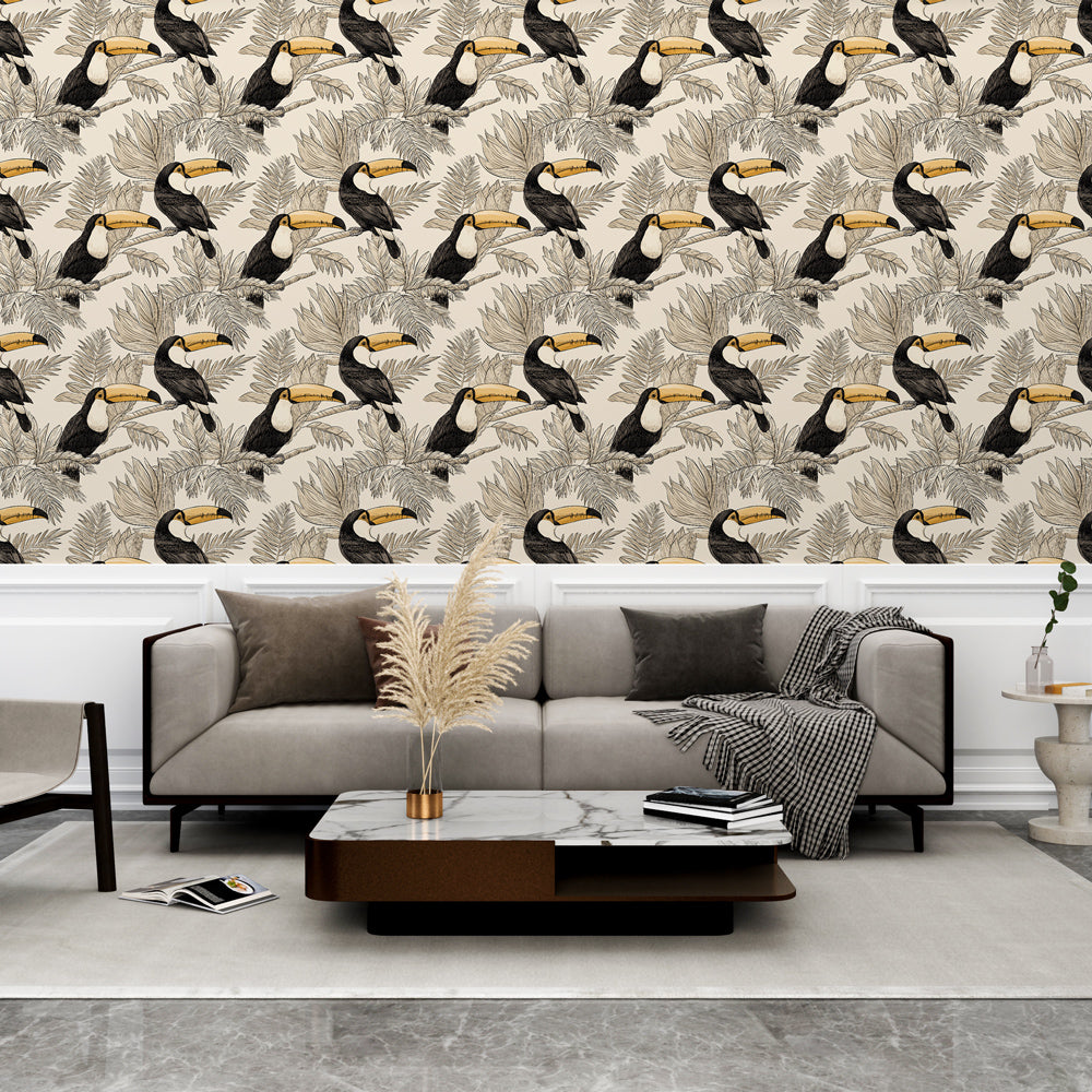 Toucan Wallpaper | Elegant Toucans Perched on Delicate Foliage
