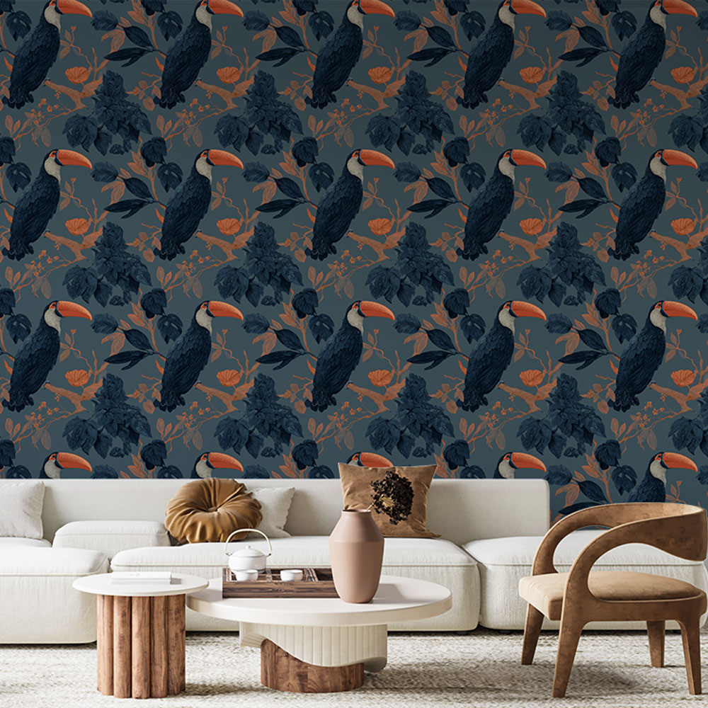 Toucan Wallpaper | Dark Tropical Jungle Wall Mural