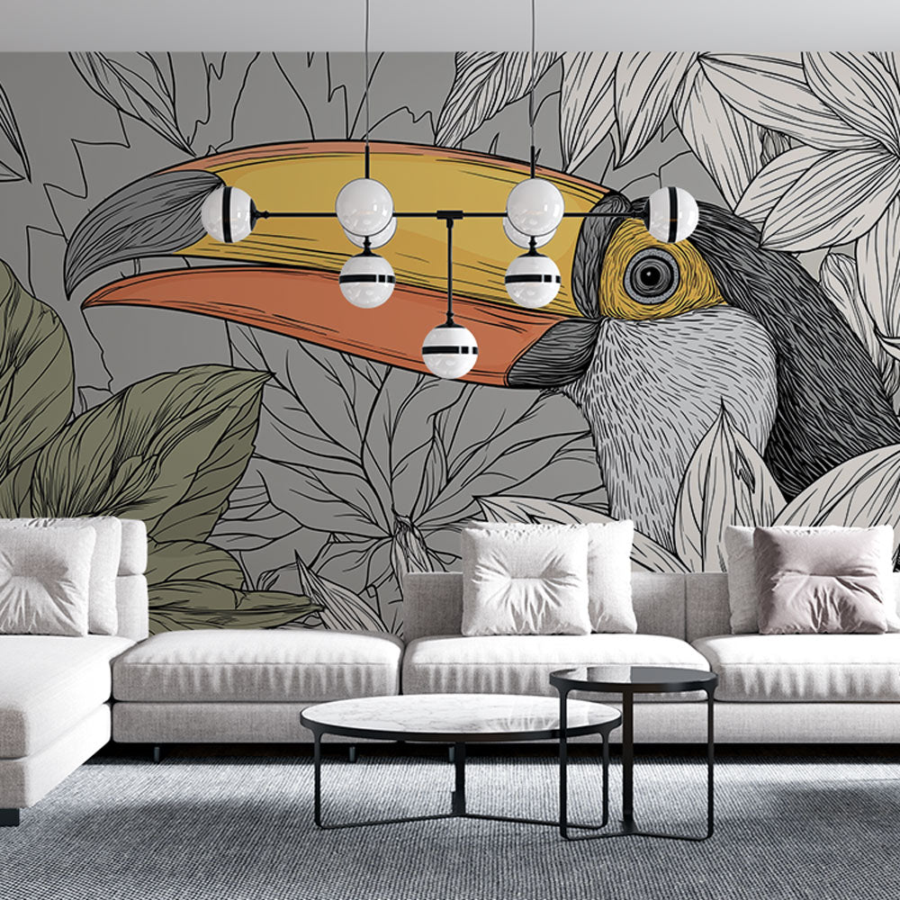 Toucan Wallpaper | Colorful Toucan Among Stylized Leaves
