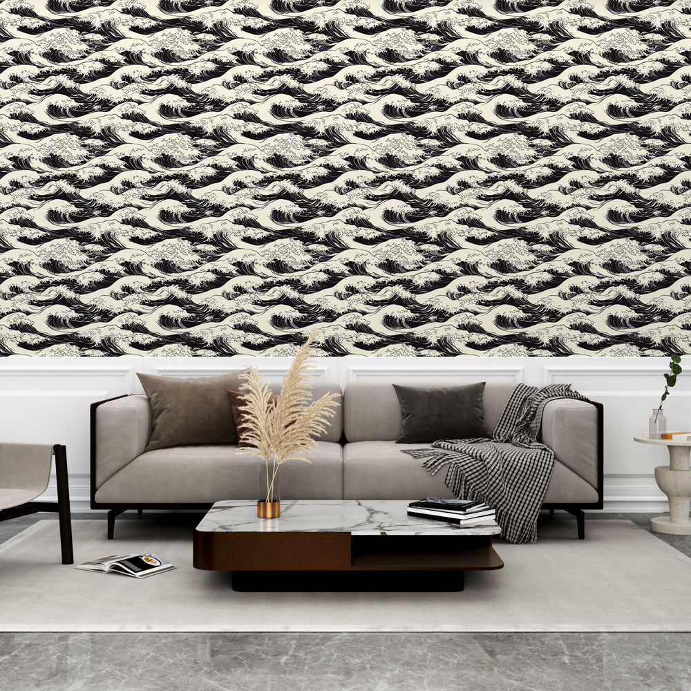 Wave Wallpaper | Intricate B&W Pattern Wall Mural