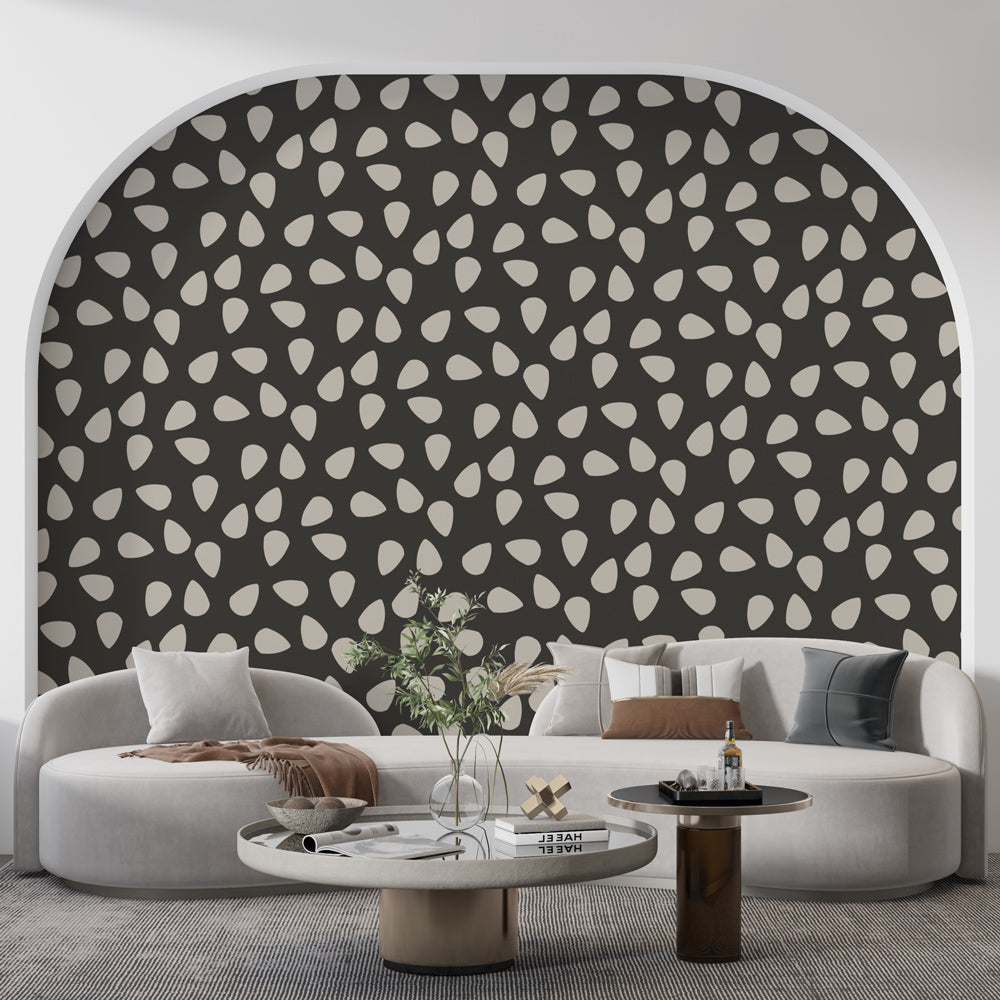 Abstract wallpaper | White droplets on black mural