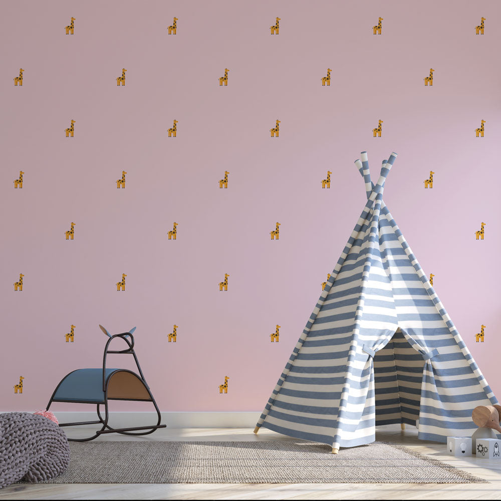 Giraffes Wallpaper - Design Playful on Pink