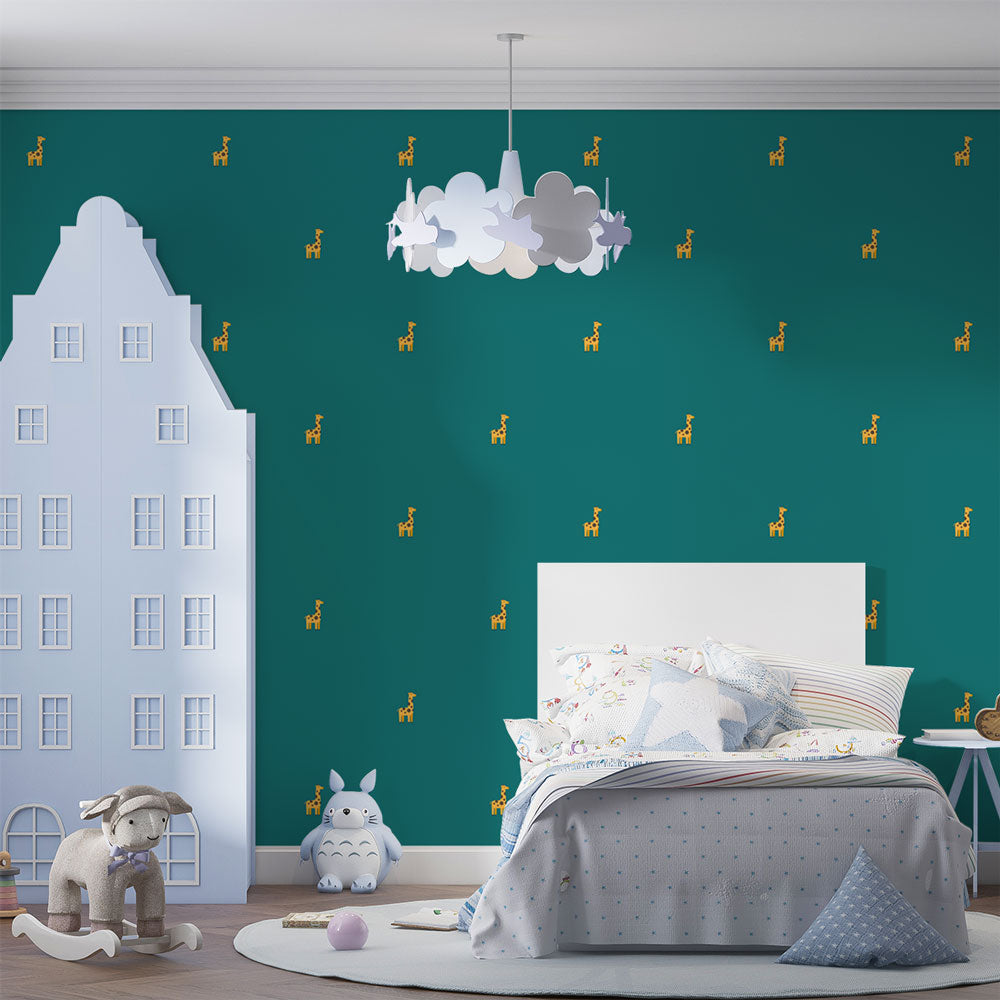 Giraffe Wallpaper - Pattern Animal Yellow on Green