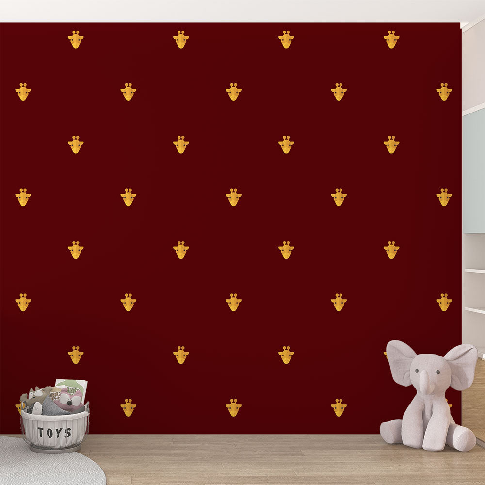 Giraffe Wallpaper - Design Elegant on Burgundy