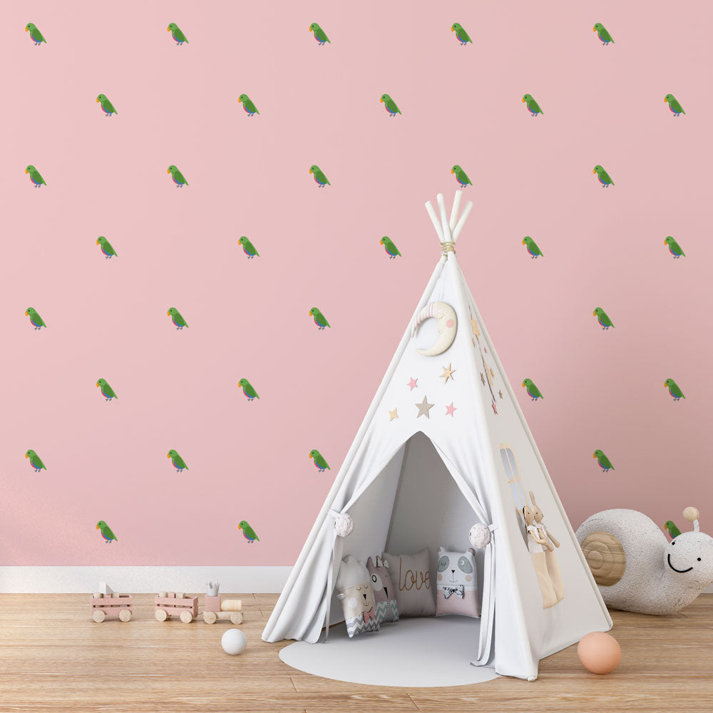 Parrot Wallpaper - Pattern Pastel Green and Pink