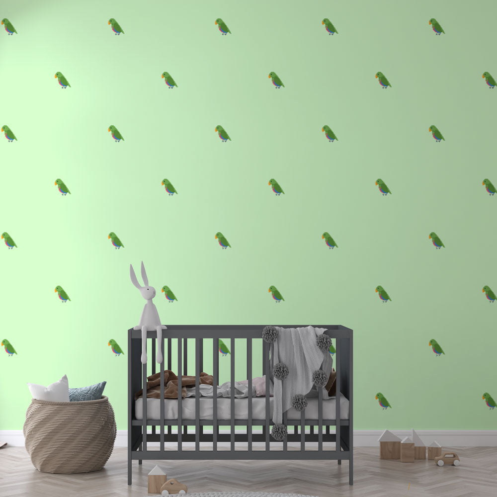 Parrot Wallpaper - Pattern De Perroquets Green on Green Light