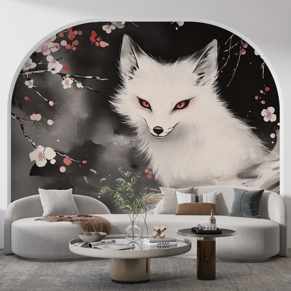 Mystic Fox Wallpaper | Floral Oriental Wall Mural