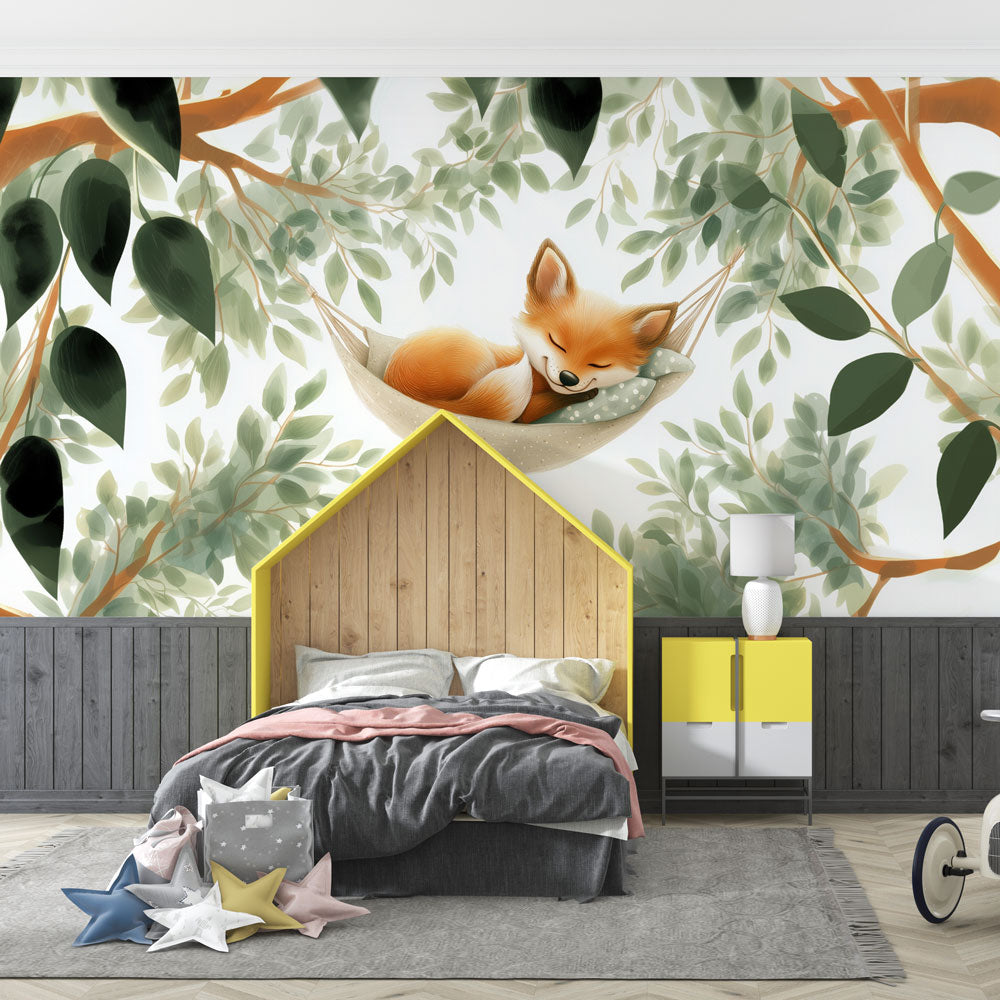 Sleeping Fox Wallpaper | Calm Woodland Wall Mural