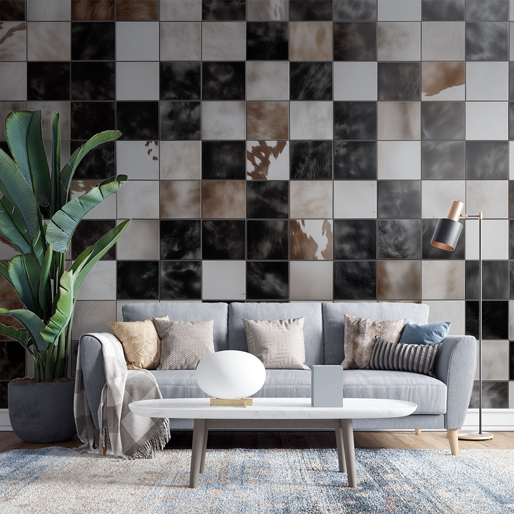 Cow Checkerboard Wallpaper | Animal Hide Pattern