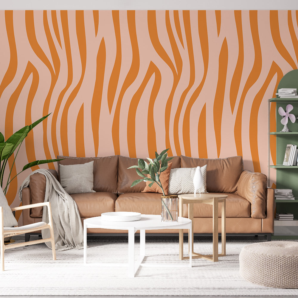 Zebra Wallpaper | Orange and Beige Pattern Wall Mural