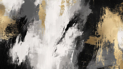 Abstract Black White Gold Wallpaper | Modern Wall Mural