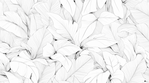 Bathroom Wallpaper | Black and White Pencil-Sketch Foliage