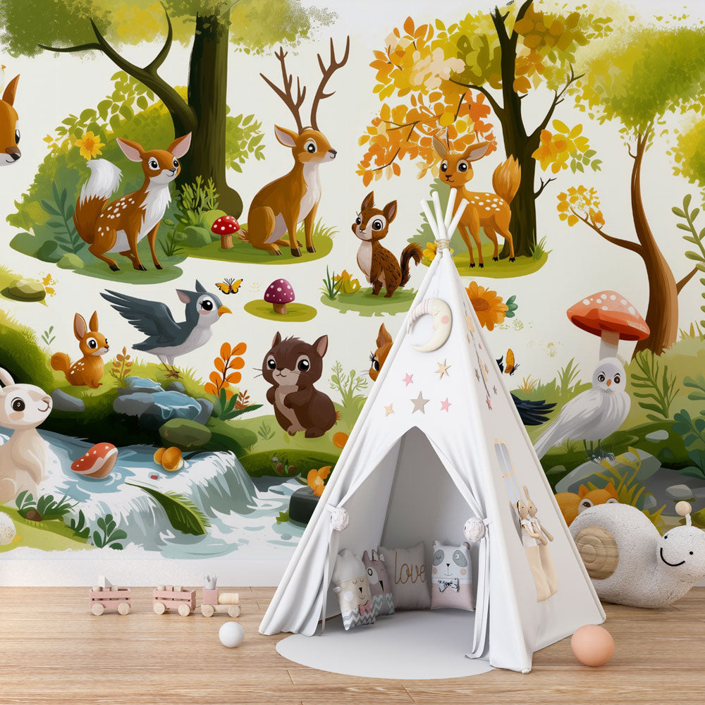 Animated Forest Wallpaper | Woodland Animals Wall Mural