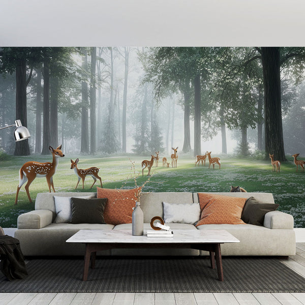 Enchanted Forest Wallpaper | Doe & Fawn Wall Mural