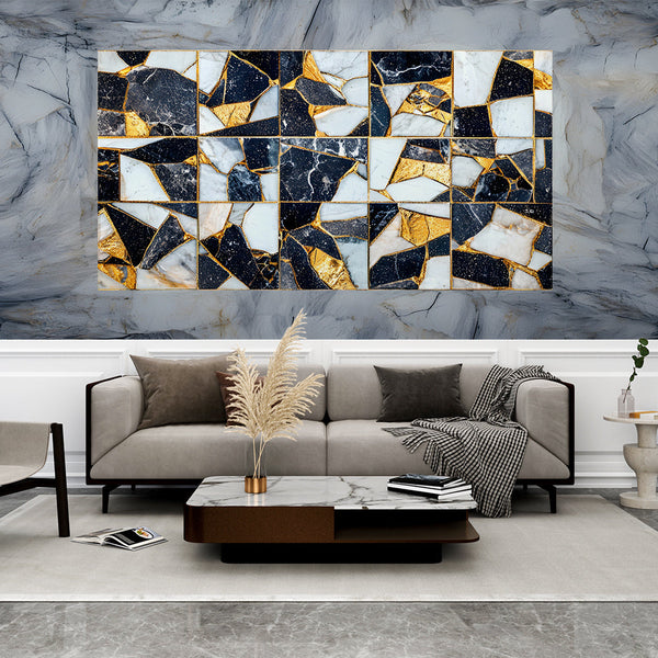 Gold Mosaic Wallpaper | Black and White Contemporary Design