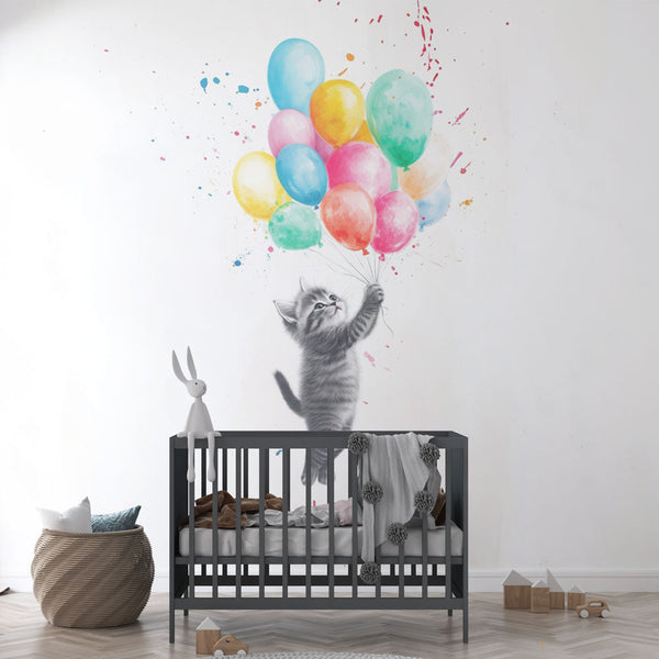 Kitten wallpaper | Colorful balloons wall mural
