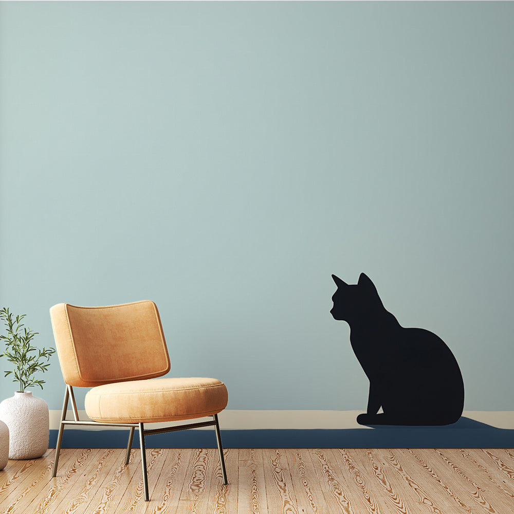 Cat Silhouette Wallpaper | Minimalist Wall Mural