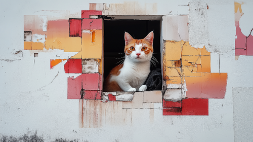 Artistic cat wallpaper | Window & Colorful Wall