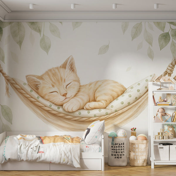 Kitten Wallpaper | Sleeping Ginger Cat on a Cozy Hammock