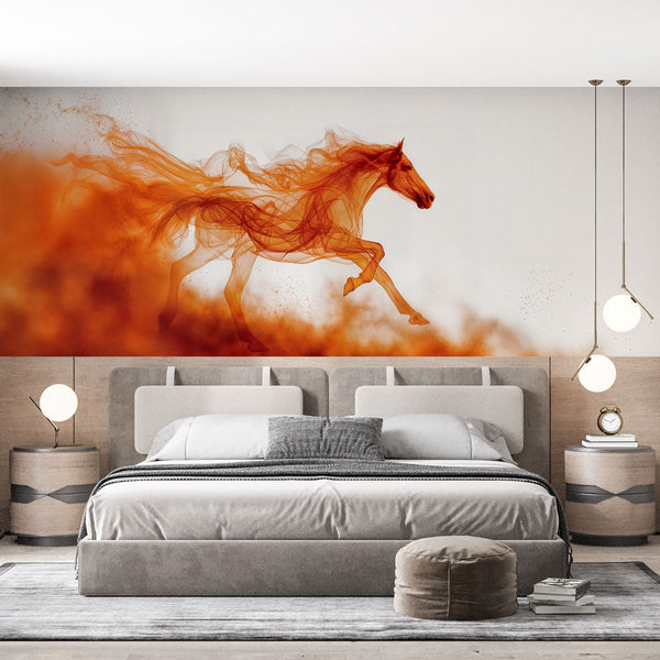Horse Wallpaper | Fluid Orange & Red Art Wall Mural
