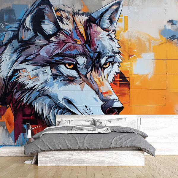 Wolf wallpaper | Vibrant Urban Wall Art