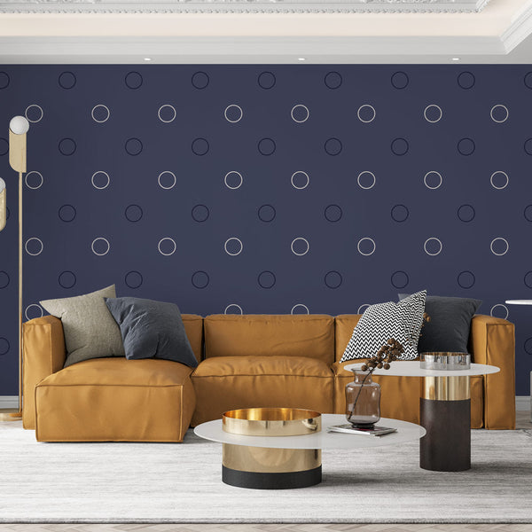 Polka Dot Wallpaper | Navy Blue Wall Mural