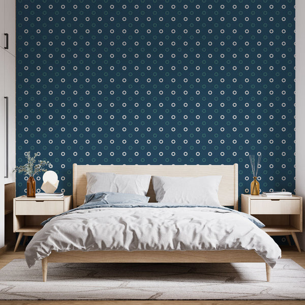 Polka dot wallpaper | Navy and white wall mural
