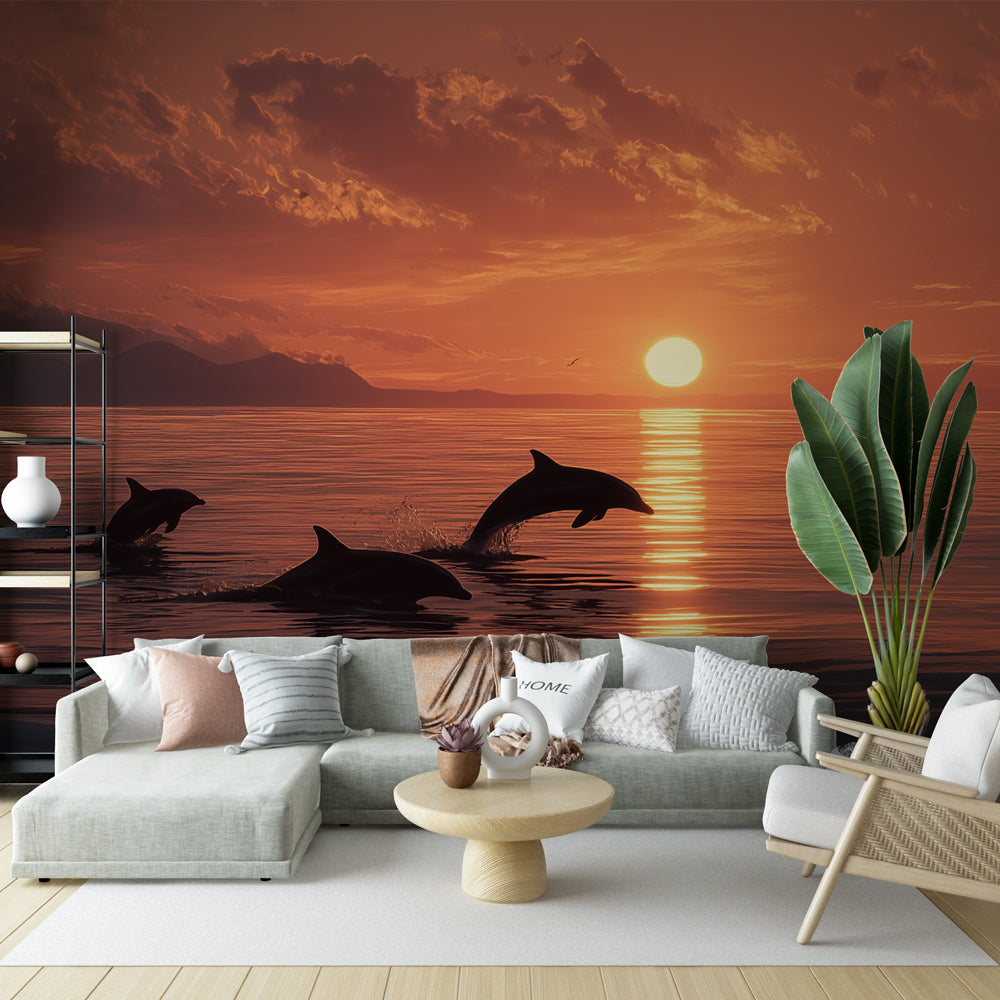 Dolphin Wallpaper | Sunset Over the Ocean