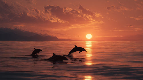 Dolphin Wallpaper | Sunset Over the Ocean